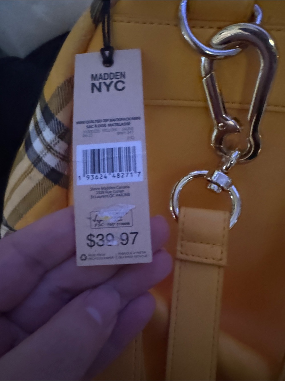 Steve Madden plaid backpack new - Picture 3 of 4